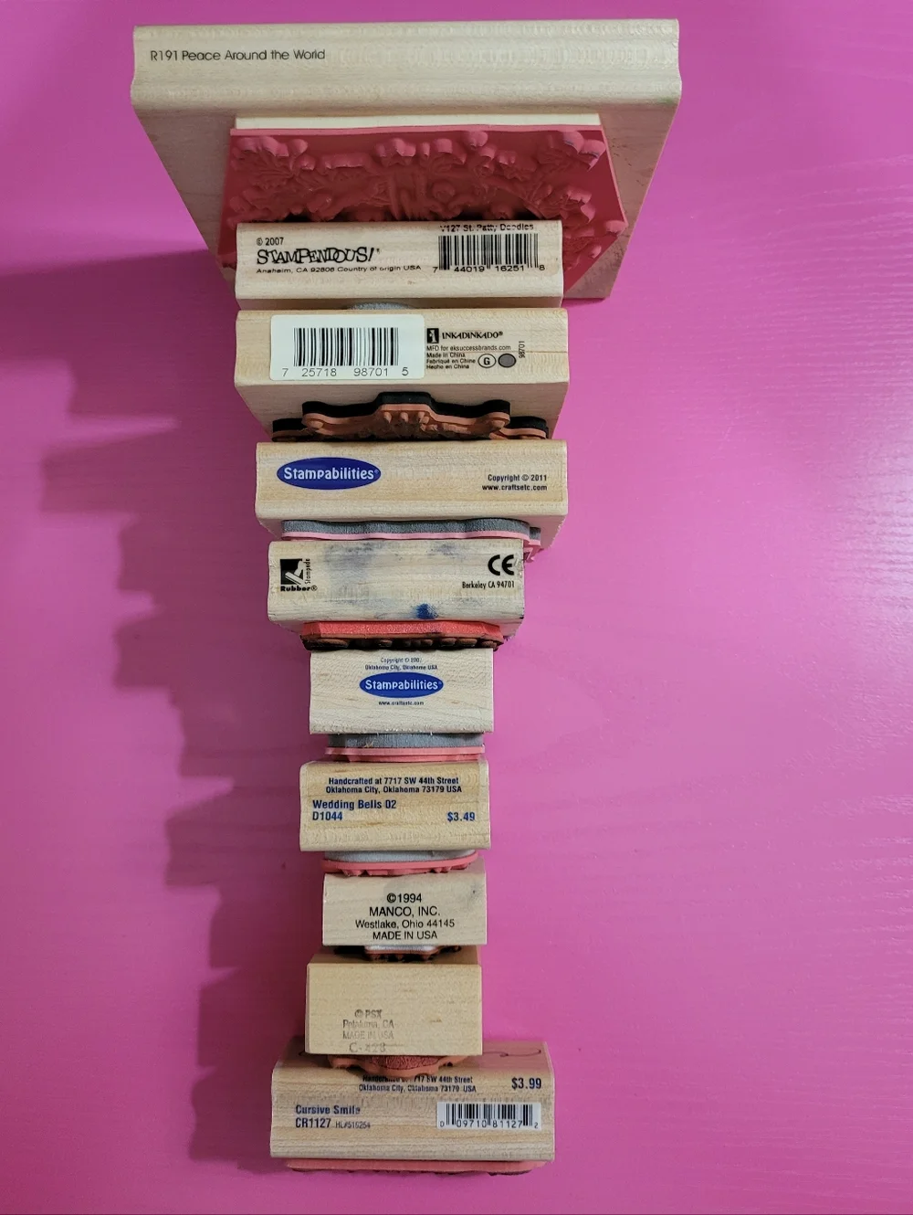 Wooden Rubber Stamp Bundle.  Set Of 10.  (0720)